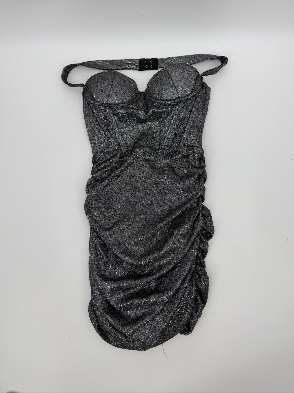 Babyboo Metallic Pewter Bustier Homecoming Dress S